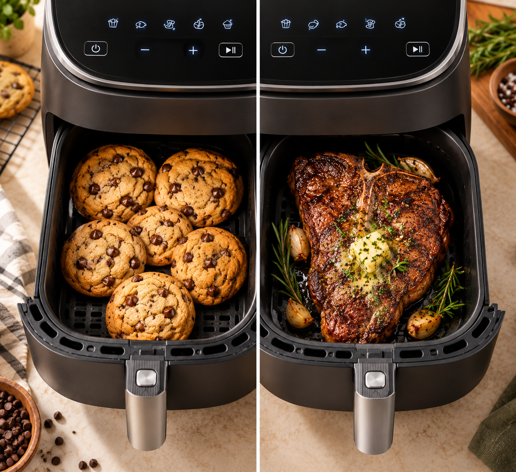 Dual Air Fryer Feast_ Cookies and Steak